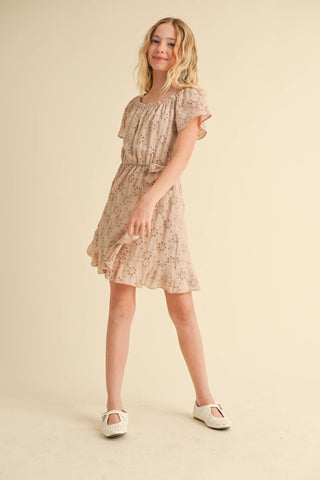TWEEN KIDS GIRLS FAUX WRAP DRESS (7-12)