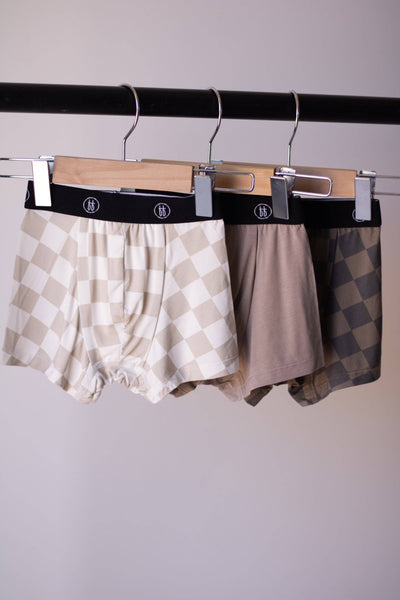 Bamboo Boxers (3 Pack) | Checkerboard & Faded Brown Checkerboard