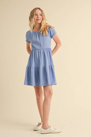 TWEEN GIRLS PUFF SLV TIERED DRESS (7-12)
