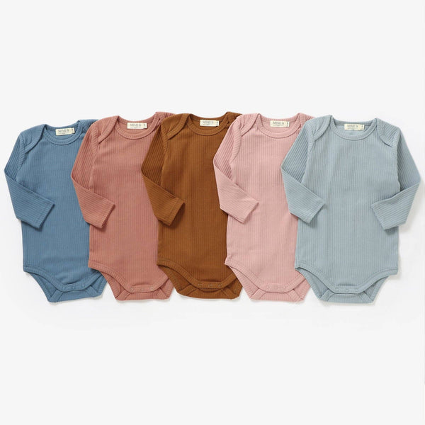 The Coby - Burnt Umber- Long sleeved organic cotton bodysuit