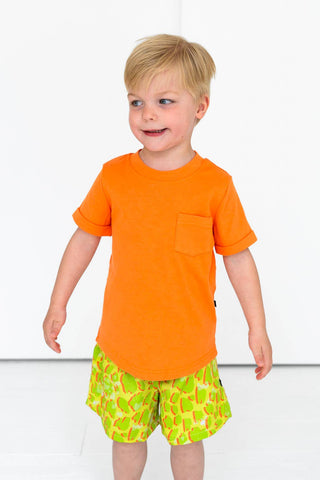 Neon Orange Kids Pocket Tee