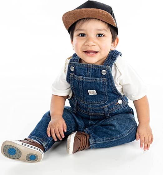 Flat Brim Trucker Hat - Black/Faux Leather Brim