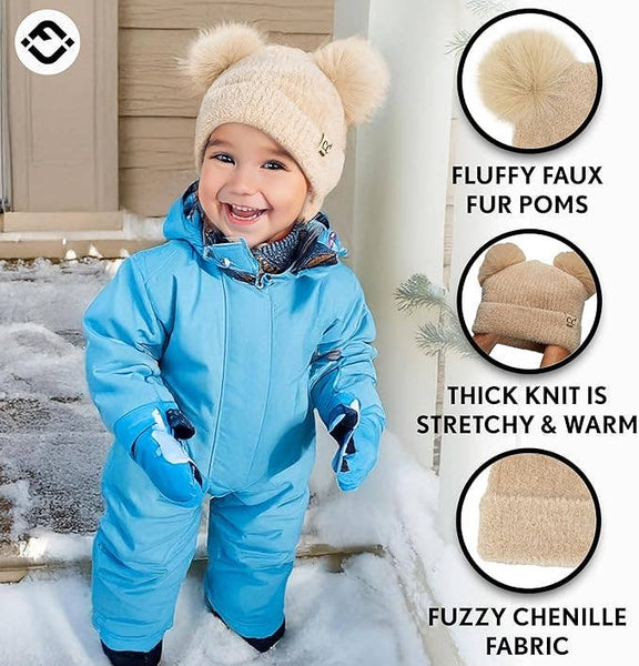 C.C Infant Double Pom Chenille Beanie - Beige
