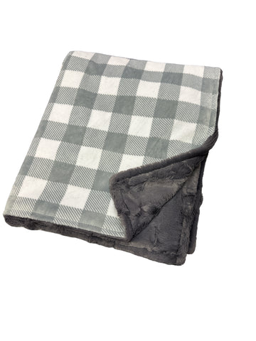 Grey Buffalo Check Toddler Sized Minky Blanket