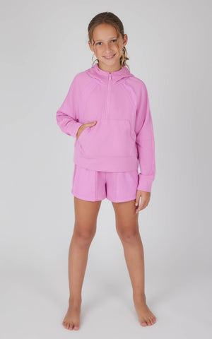 Girls Terry Brushed Half Zip Hoodie and Short - Set