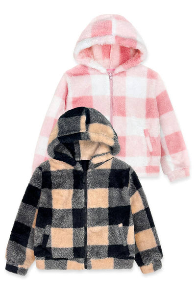 Toddler's Fleece Plaid Hooded Jacket