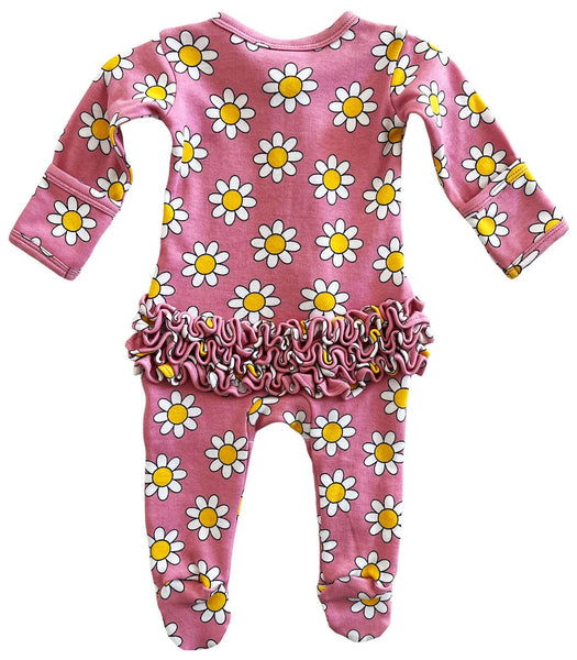 Daisy Pop Punch / Organic Frill Zip Footie