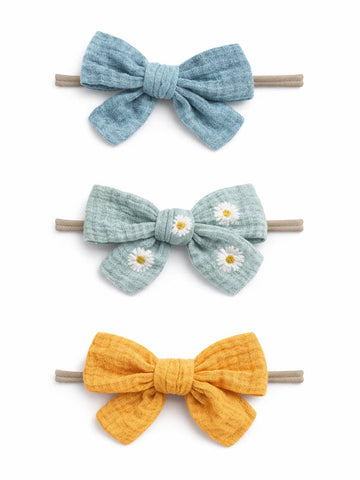 3-Pack Nylon Bows, Daisy