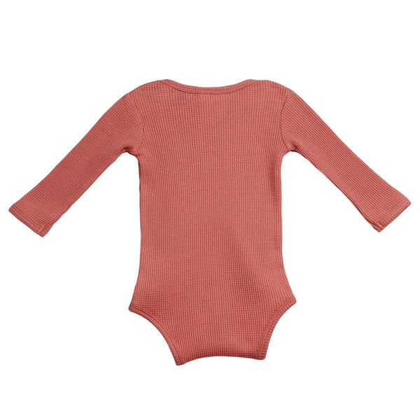 Organic Waffle Long Sleeve Bodysuit, Dusty Rose