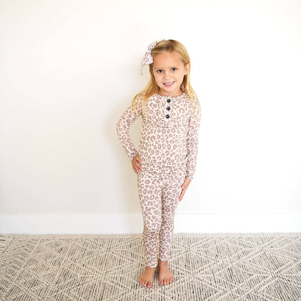 Amari Leopard RUFFLE TWO PIECE Bamboo Girls Lounge Set