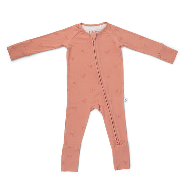 Bamboo 2-Way Convertible Zip Romper | Pink Bow