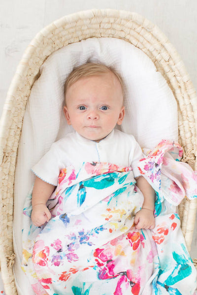 Bamboo and Organic Cotton Muslin Swaddle - Flora