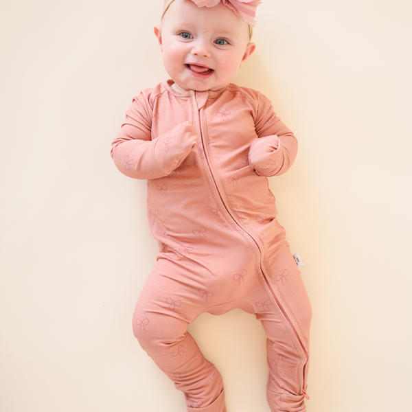 Bamboo 2-Way Convertible Zip Romper | Pink Bow