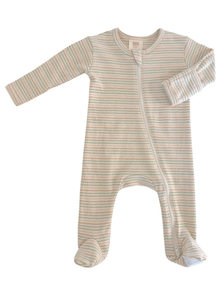 Multi Stripe / Organic 2-Way Zip Footie