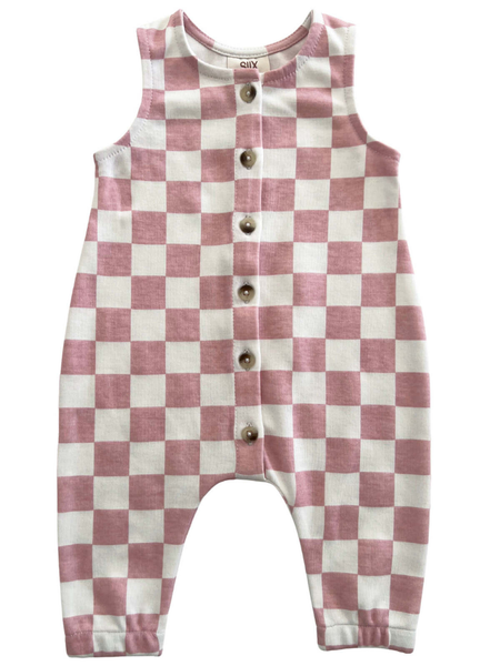 Strawberry Shortcake Checkerboard / Organic Bay Jumpsuit