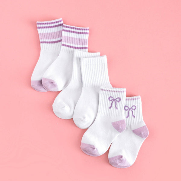 Crew Socks 3-Pack - White/Purple