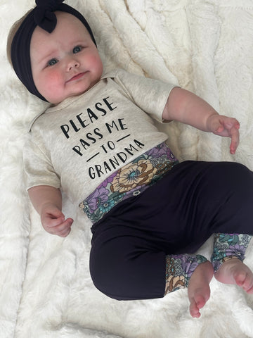 Please Pass me to Grandma • oatmeal baby bodysuit