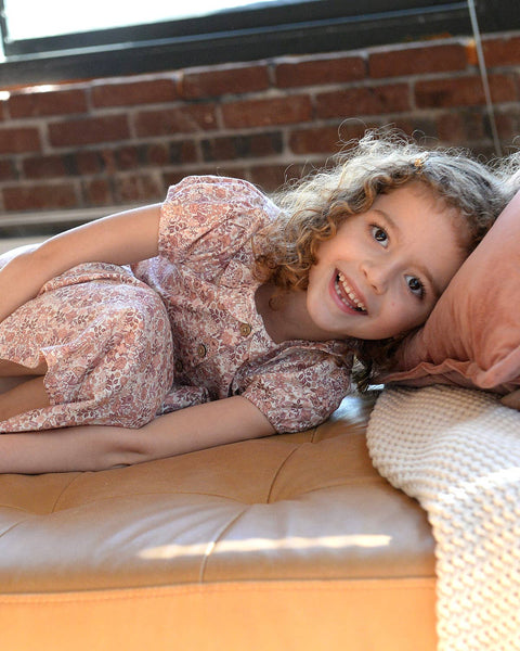 Frill Collar Puff Sleeve Dress- Spring Bouquet