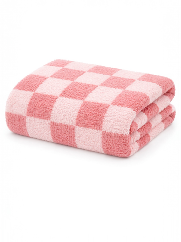 Phufy® Bliss Checkerboard Blanket, Strawberry/Carnation