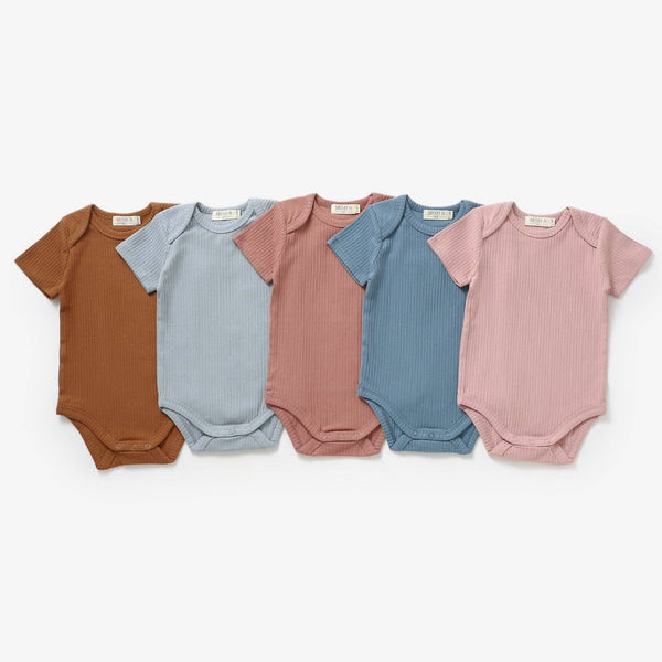 Short sleeved organic cotton bodysuit-Peony