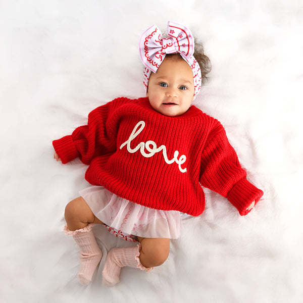 Love Red SWEATER Valentines Baby Toddler Kids Clothing Top
