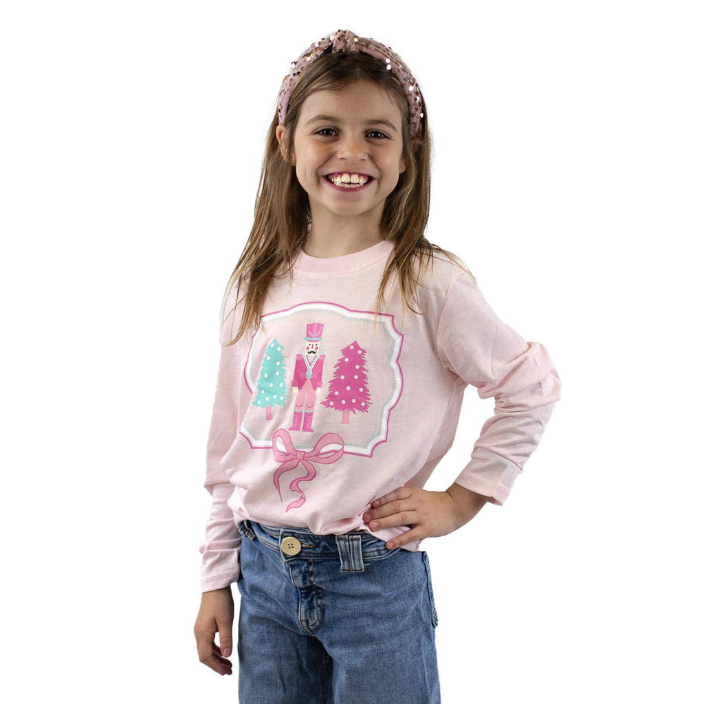 Youth Nutcracker Dreams Long Sleeve Crew Neck T-Shirt   Light Pink/Multi