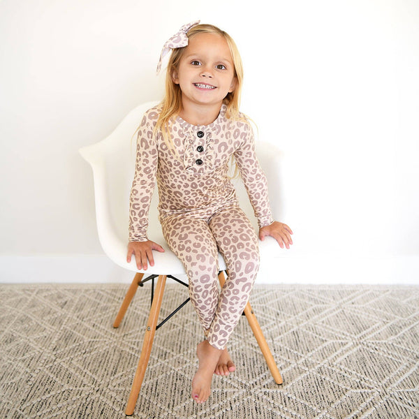 Amari Leopard RUFFLE TWO PIECE Bamboo Girls Lounge Set
