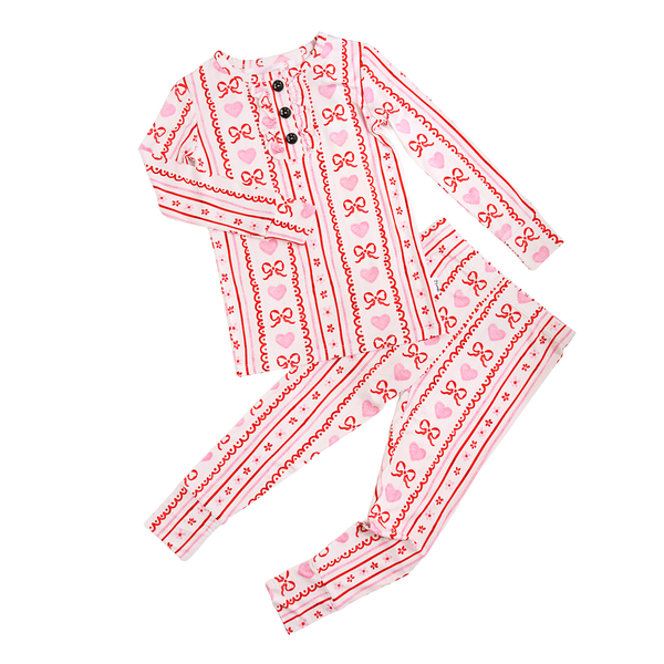 Hallie RUFFLE TWO PIECE Valentines Day Bamboo Lounge Set