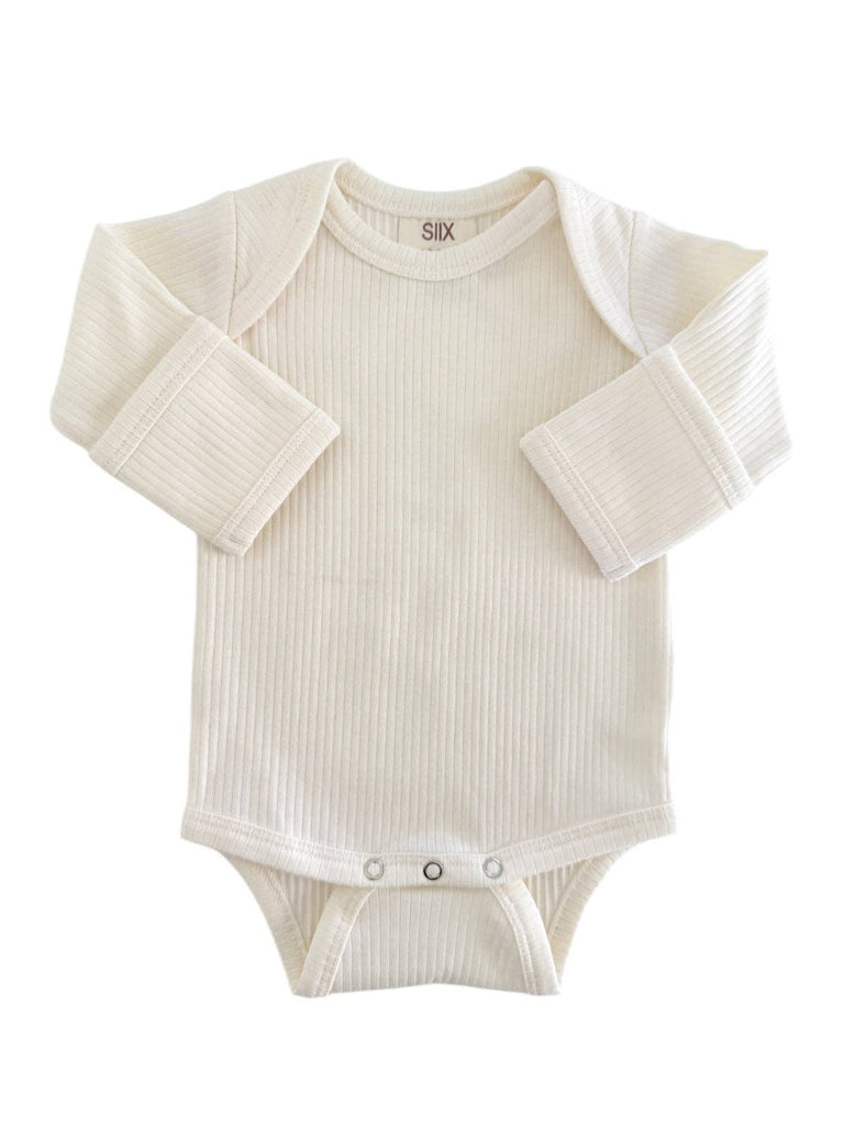 Ivory / Organic Ribbed Long Sleeve Bodysuit
