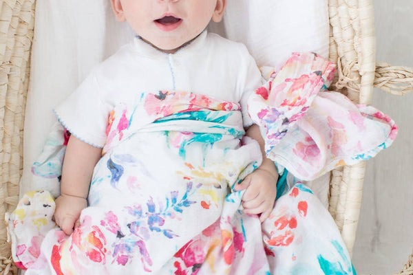 Bamboo and Organic Cotton Muslin Swaddle - Flora