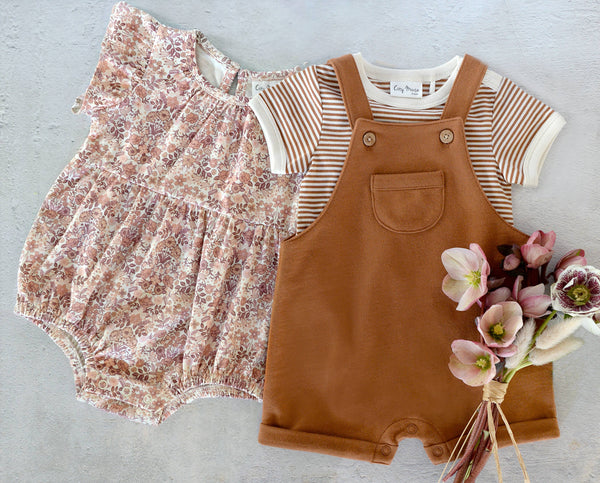 Flutter Sleeve Short Romper- Spring Bouquet