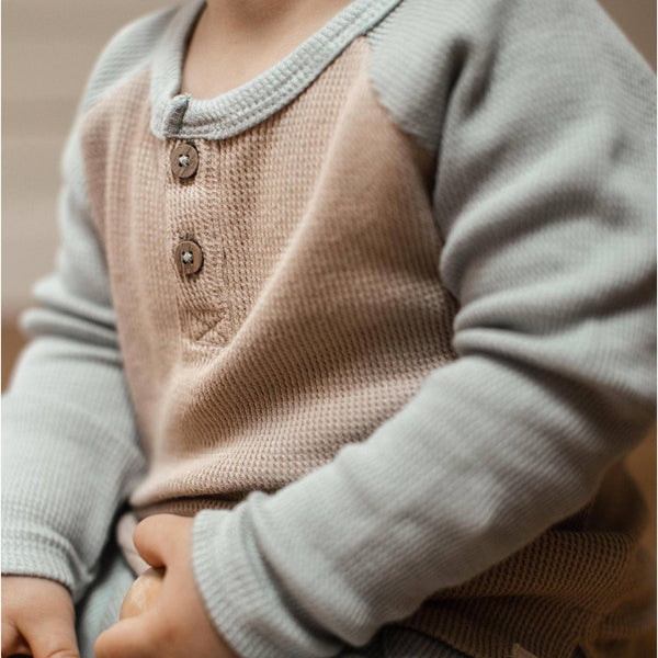 Organic Thermal Boy Tee & Pants Set • Blue Gray