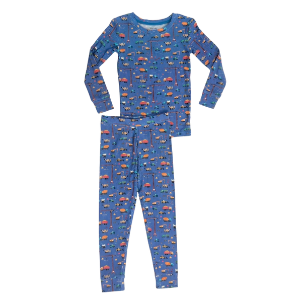 Ribbed Bamboo Two-Piece Set — Blue Construction