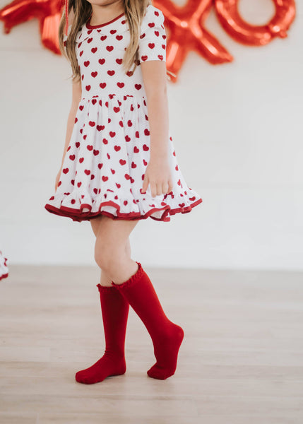 Cherry Lace Top Knee High Socks