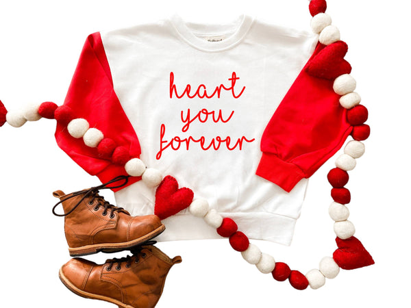 Heart You Forever Valentines Day Color Block Sweatshirt