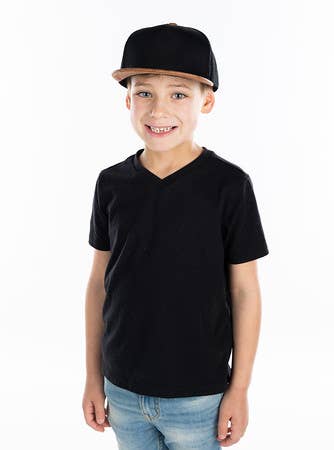 Flat Brim Trucker Hat - Black/Faux Leather Brim