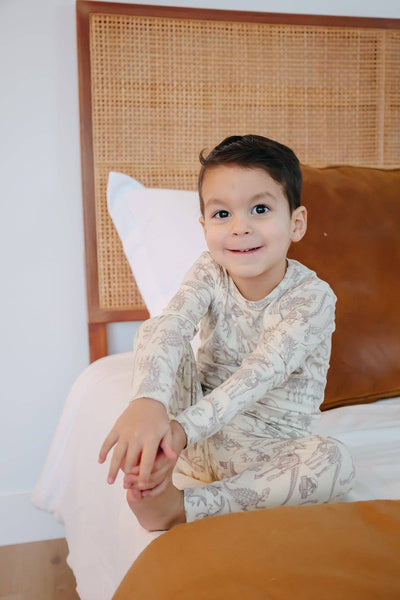 2pc Long Sleeve Pajama Set - Jurassic Park Fossils