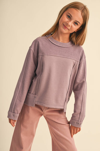 DUSTY MAUVE GIRLS CREW NECK SWEATSHIRT (7-14)