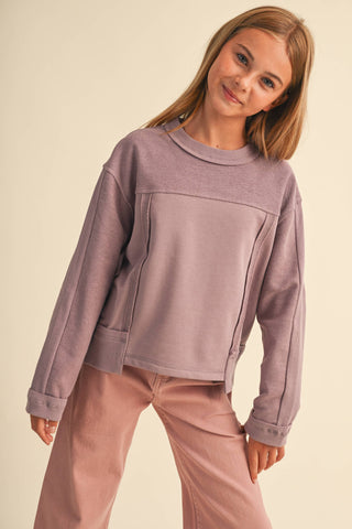 DUSTY MAUVE GIRLS CREW NECK SWEATSHIRT (7-14)