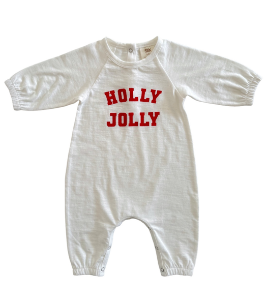 Holly Jolly White / Organic Long Sleeve Jumpsuit