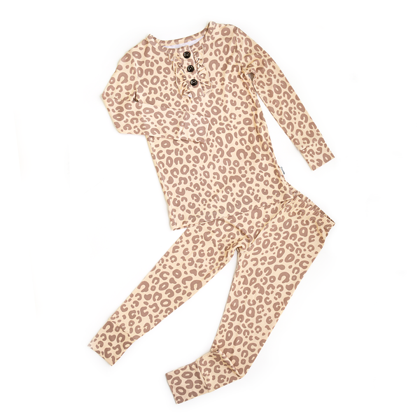 Amari Leopard RUFFLE TWO PIECE Bamboo Girls Lounge Set