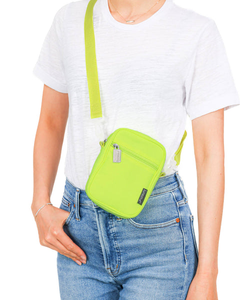 Crossbody Mini Brick Bag | Recycled RPET | Neon Green
