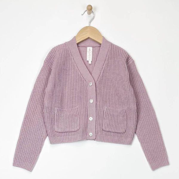 CARDIGAN SWEATER WITH EMBELLISHED BUTTONS (4-6X)