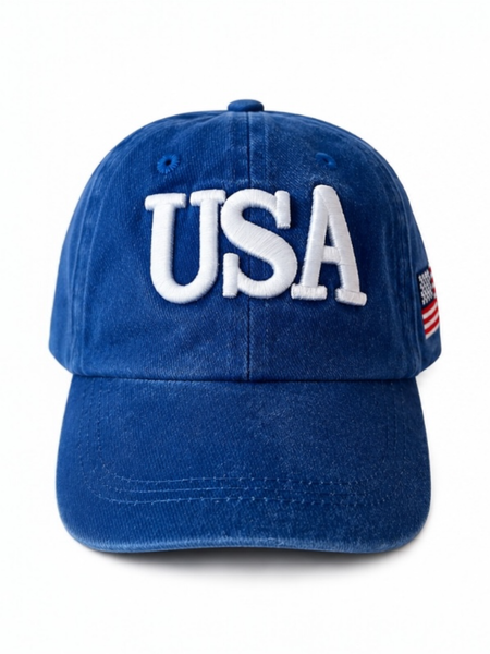 USA Kids Baseball Hat, Vintage Blue