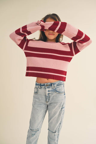 GIRLS Striped knitted pullover Sweater (7-14)