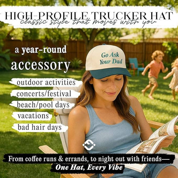 Two Tone Cap - Go Ask Your Dad - Beige/Green