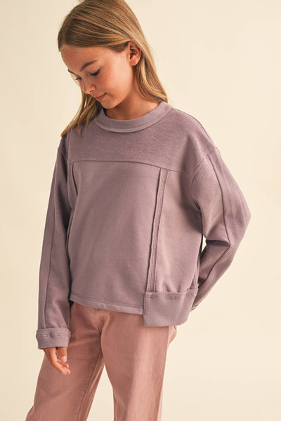 DUSTY MAUVE GIRLS CREW NECK SWEATSHIRT (7-14)