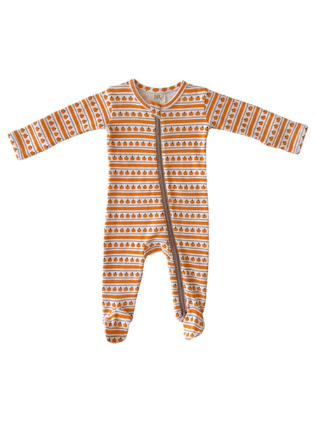 Pumpkin Stripe / Organic Zip Footie