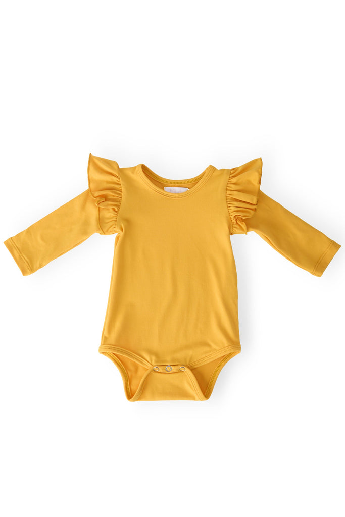 Mustard L/S Flutter Bodysuit