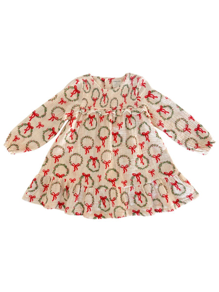 Smocked Ruffle Tiered Dress, Wreath